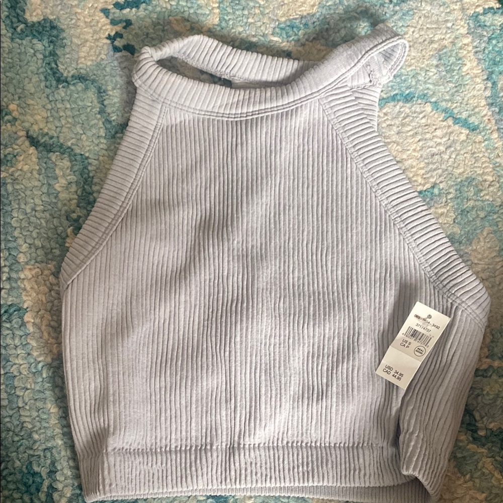 Aerie Light Gray Ribbed Halter Top